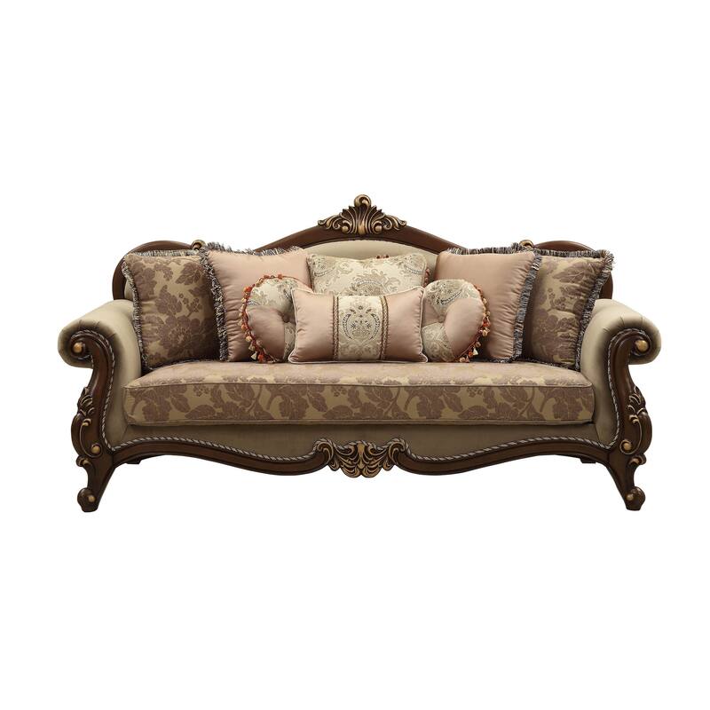 Leith Beige and Walnut Sofa with Queen Leg