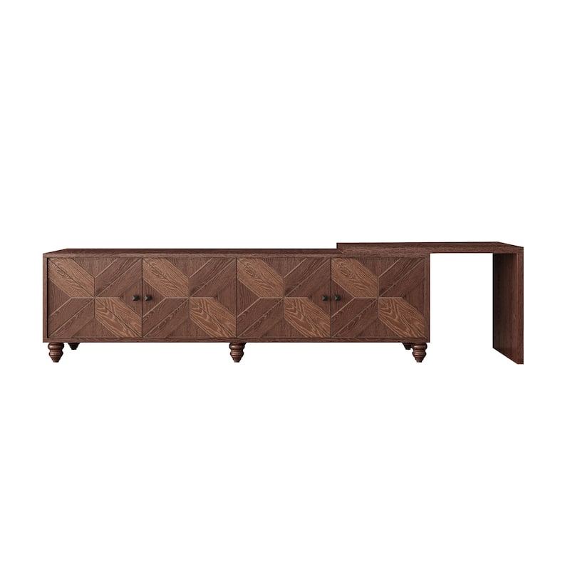 Extendable TV Stand 4 Door Adjustable Media Cabinets TV Console
