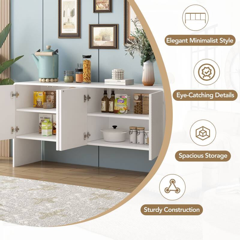 Large Storage Space Sideboard with 4 Doors