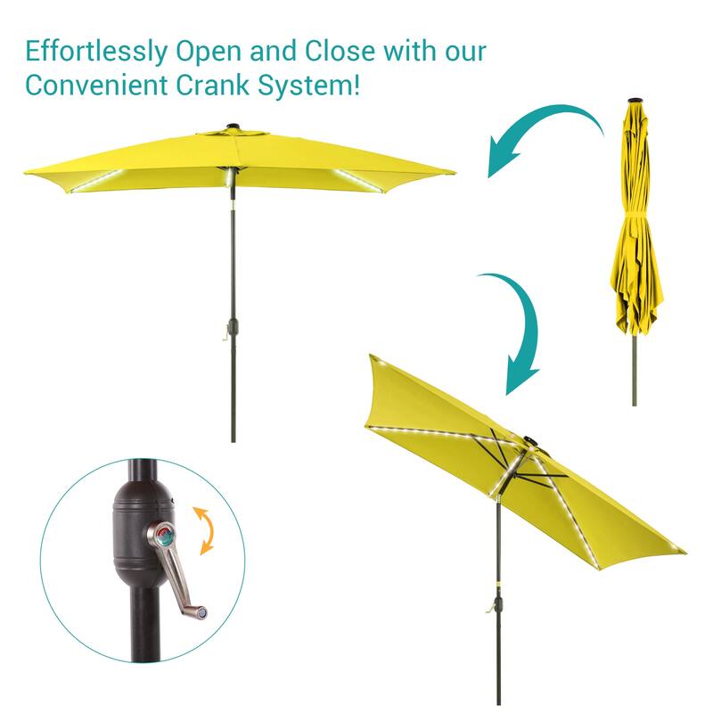 BONOSUKI 6x9FT LED Patio Market Umbrellas Table Umbrella w/Tilt Button