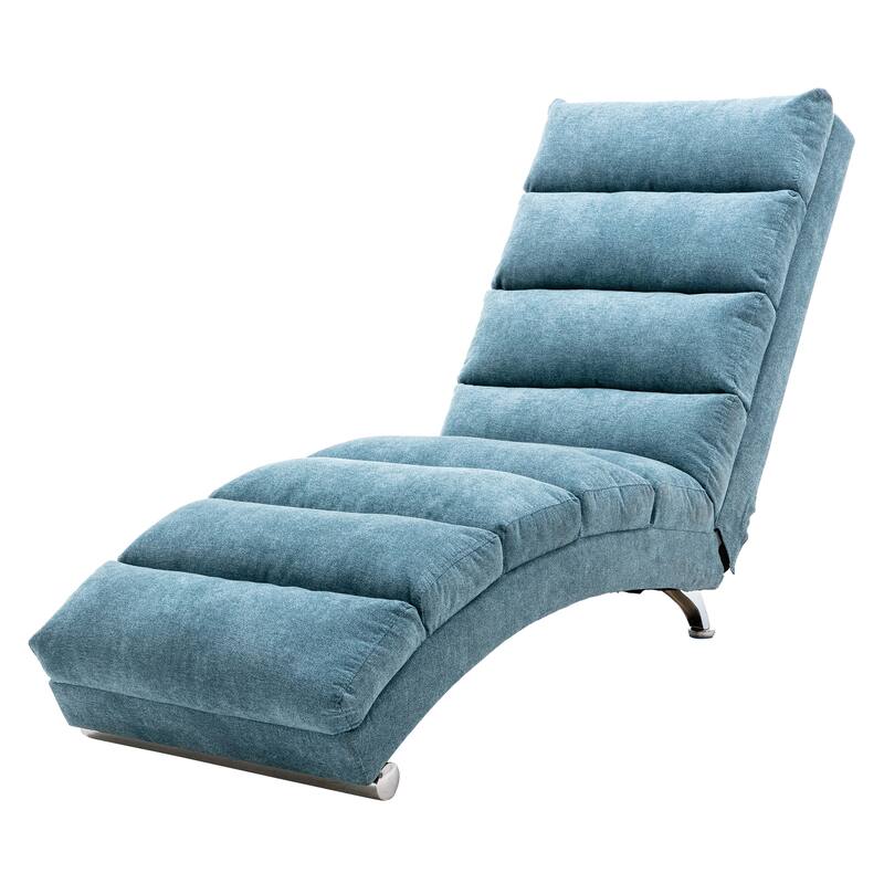 Luxury Upholstered Chaise Lounge Chair with Vibration for Relaxation, Fixed Back Fabric Leisure Recliner Sofa