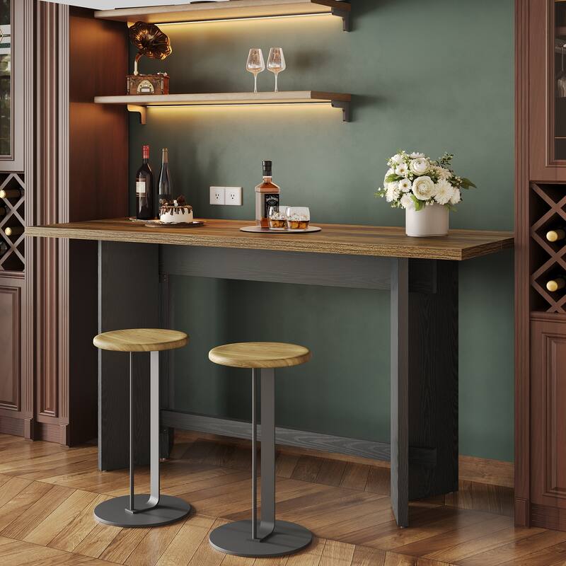 63 Inch Bar Table, Industrial Counter Height Pub Table