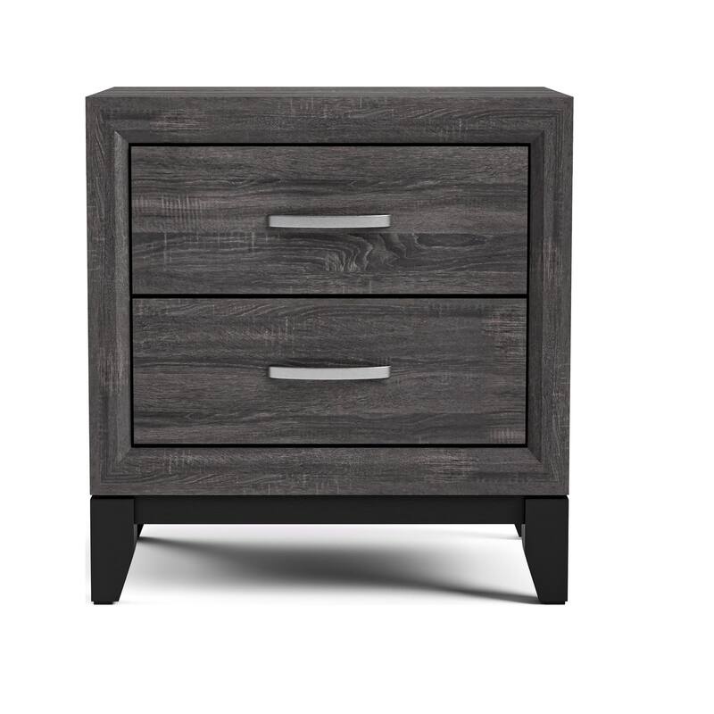 Two-Tone Nightstand - Gray Finish with Two Drawers & Wooden Legs