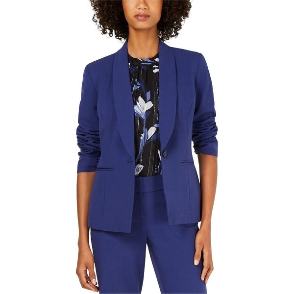 Nine West Womens Shawl Collar One Button Blazer Jacket, Blue, 14. Opens flyout.