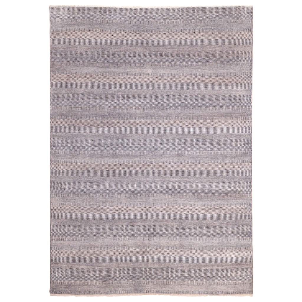 ECARPETGALLERY Hand-knotted Finest Silk Shadow Navy Silk, Wool Rug - 8'10 x 12'3