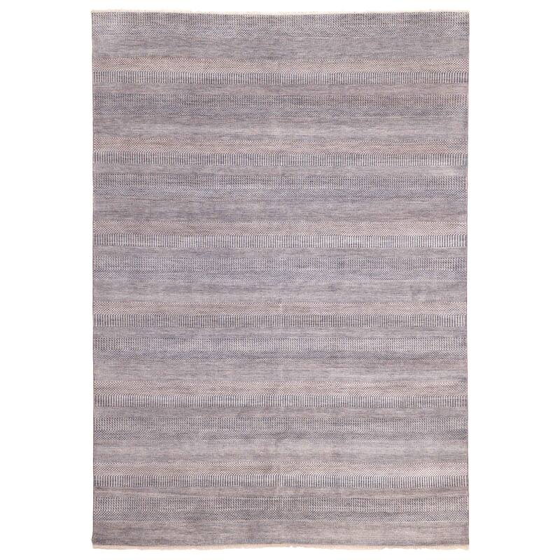 ECARPETGALLERY Hand-knotted Finest Silk Shadow Navy Silk, Wool Rug - 8'10 x 12'3