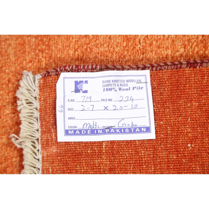 Modern Oriental Gabbeh Kashkoli Long Runner Rug Wool Handmade - 2'6" x 20'8"