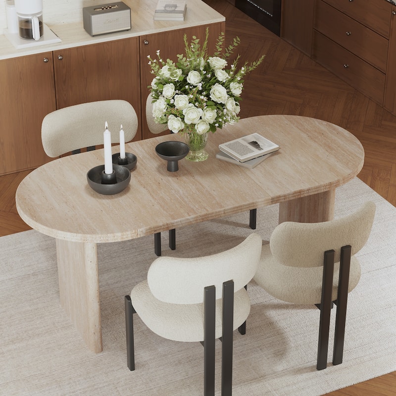 55.12" to 78.26" Modern Extendable Dining Table: Mid-Century Removable Leaf Design for Dining Room & Kitchen - Ancient White