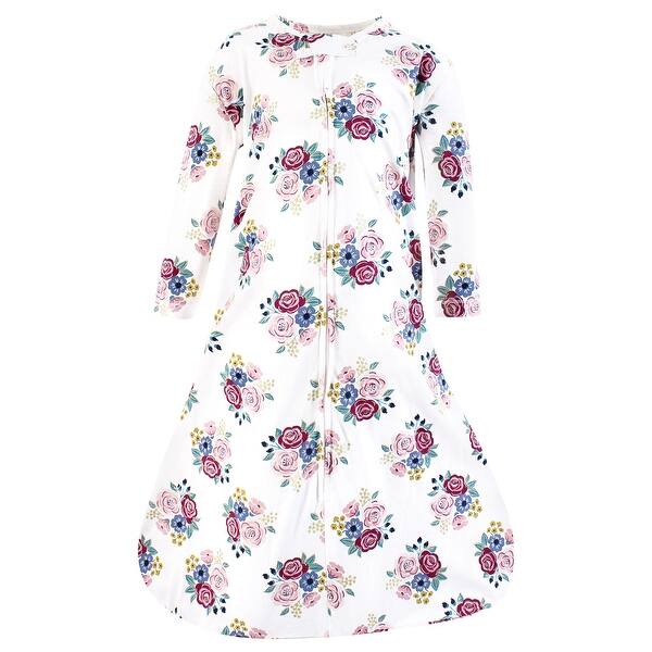 slide 1 of 1, Hudson Baby Infant Girl Long Sleeve Cotton Jersey Sleeping Bag, Sack, Blanket, Blush Navy Floral 0-6 Months - Blush Navy Floral