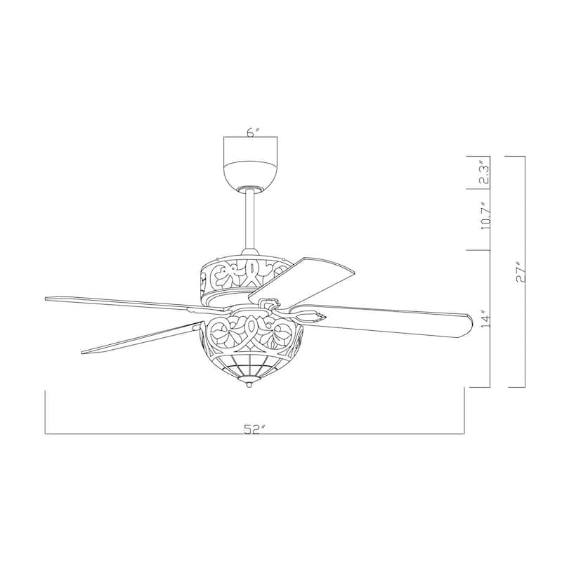 Temid 5-Blade Lighted Ceiling Fan 2-Tier Tiffany Style Glass