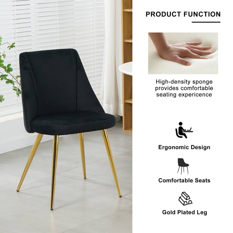 Set of 4 Modern Simple Velvet Dining Chair with Metal Legs