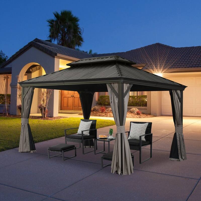 Domi Hardtop Gazebo with Galvanized Steel Double Roof and Aluminum Frame