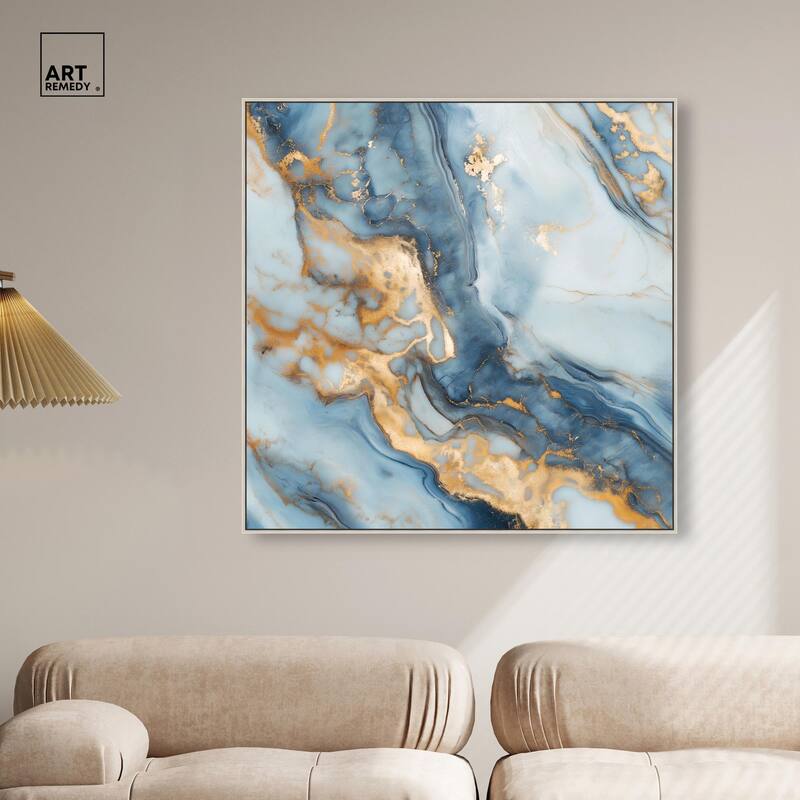 Golden Cloud Marble Canvas by Art Remedy
