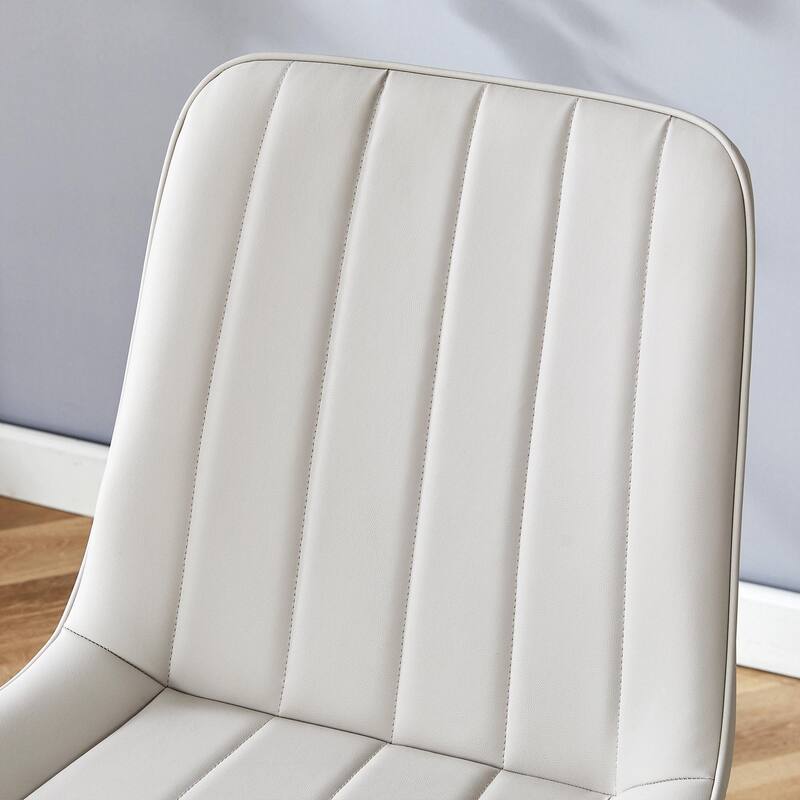 Dining Chair Set of 4 PU Extended Seating with Black Metal Legs