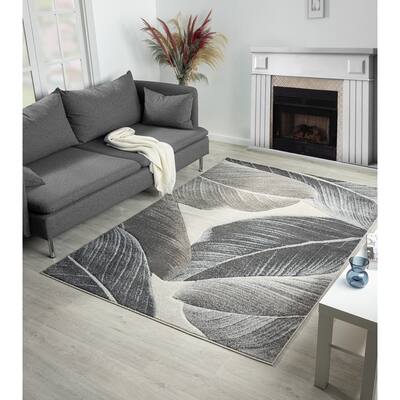 Fresco Collection Dark Grey Abstract Area Rug