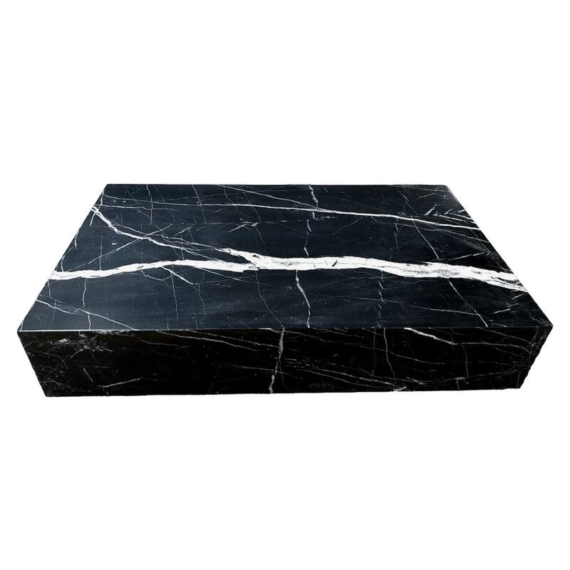 BETACH Genuine Marble Block Coffee Table - Nero Black Marble - 54