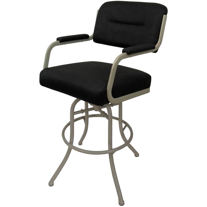 Swivel Tilt Counter 26" or 30" Bar Stool on Metal Frame - M-110 - Counter Height - Black Vinyl - Beige