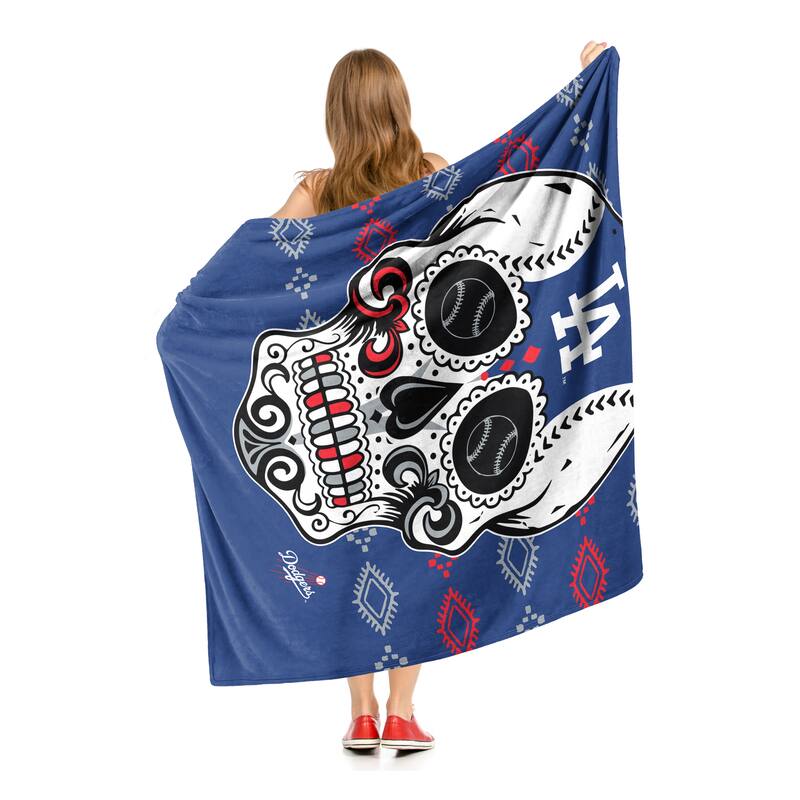 MLB Candy Skull Los Angeles Dodgers Silk Touch Throw