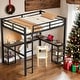 preview thumbnail 1 of 13, Full Metal Loft Bed with Desk and Shelves,Loft Bed Frame for Bedroom, Black with Vintage Wood Black