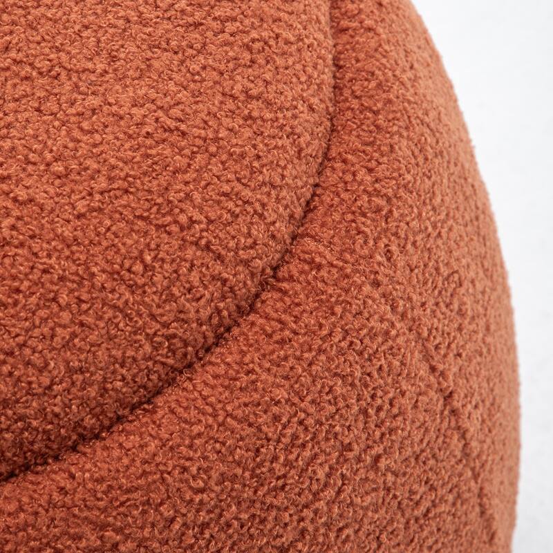 SEYNAR 25" Faux Sherpa Round Storage Ottoman - Large Cozy Bouclé Footrest Stool