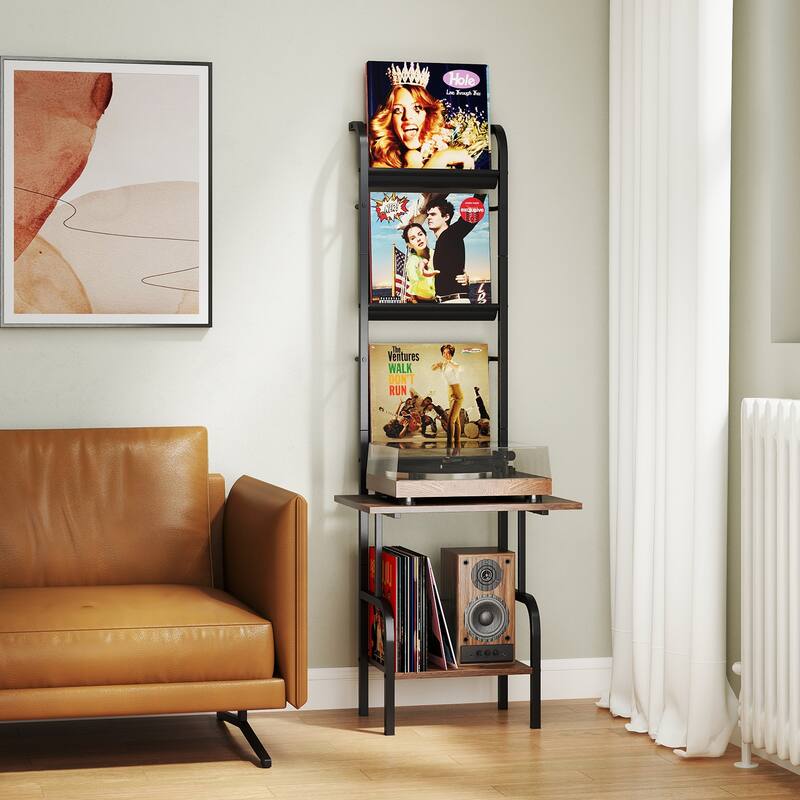 Gymax 5-Tier Record Player Stand w/ Vinyl Display Shelf Record Player