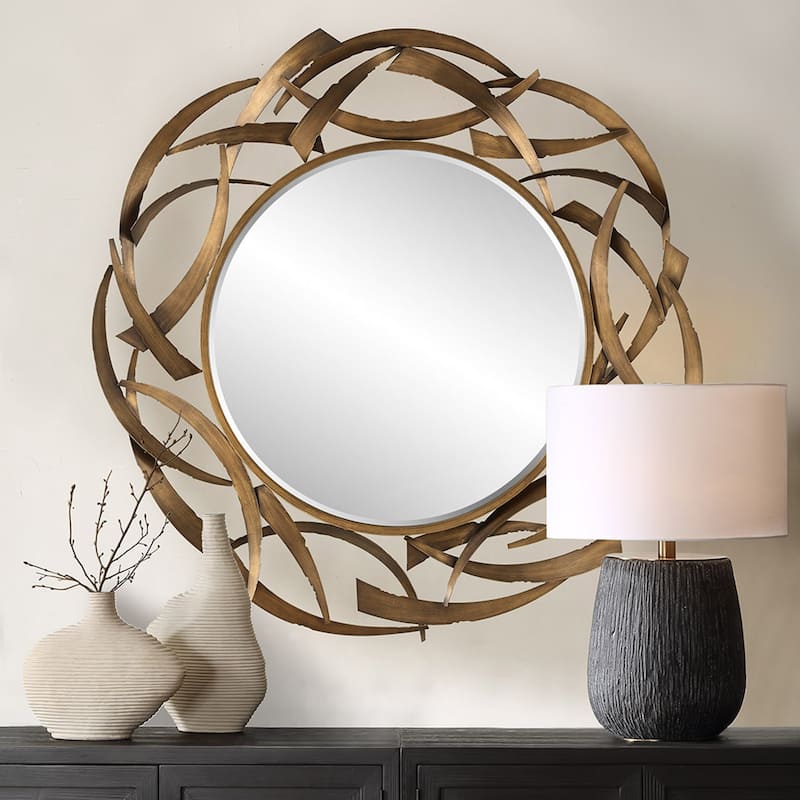 Uttermost Cutting Edge Bronze Round Mirror - 55"H x 55"W x 2.5"D