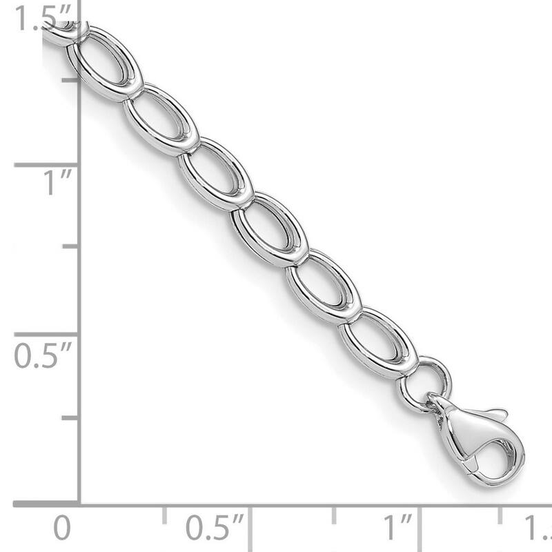 Curata 14k White Gold Hollow Fancy Lobster Closure Polished Open Link Bracelet 7.5 Inch