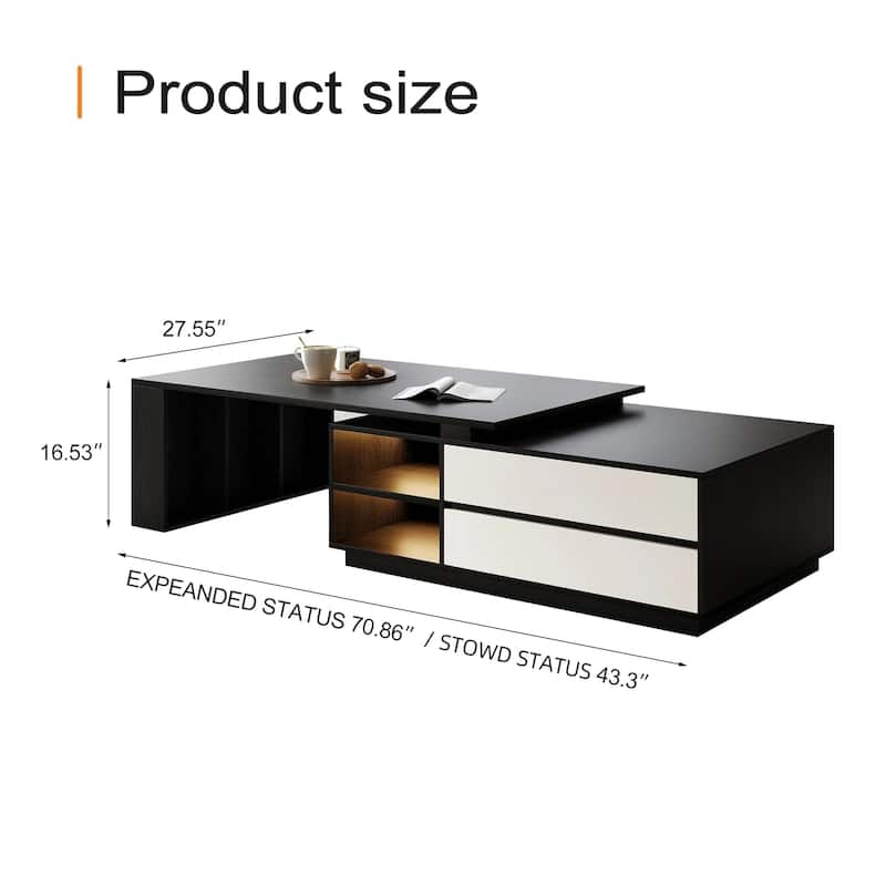 TV Stand and Coffee Table Set of 2, TV Stand for TVs Up to 78'', Rectangle Coffee Table for Living Room - 78.74'' to 98.42''