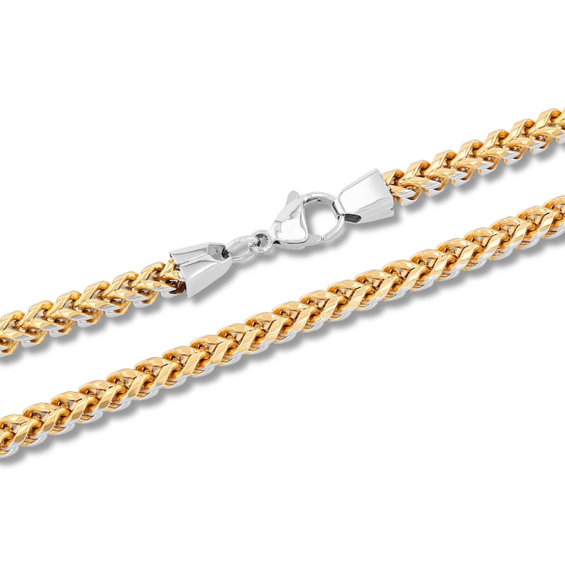 Steel Nation Stainless Steel Yellow Finish Franco Bracelet and Chain Set