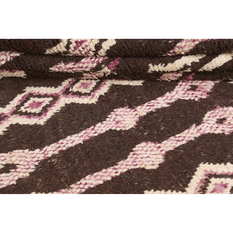Geometric Oriental Moroccan Wool Area Rug Handmade Living Room Carpet - 7'10" x 10'9"