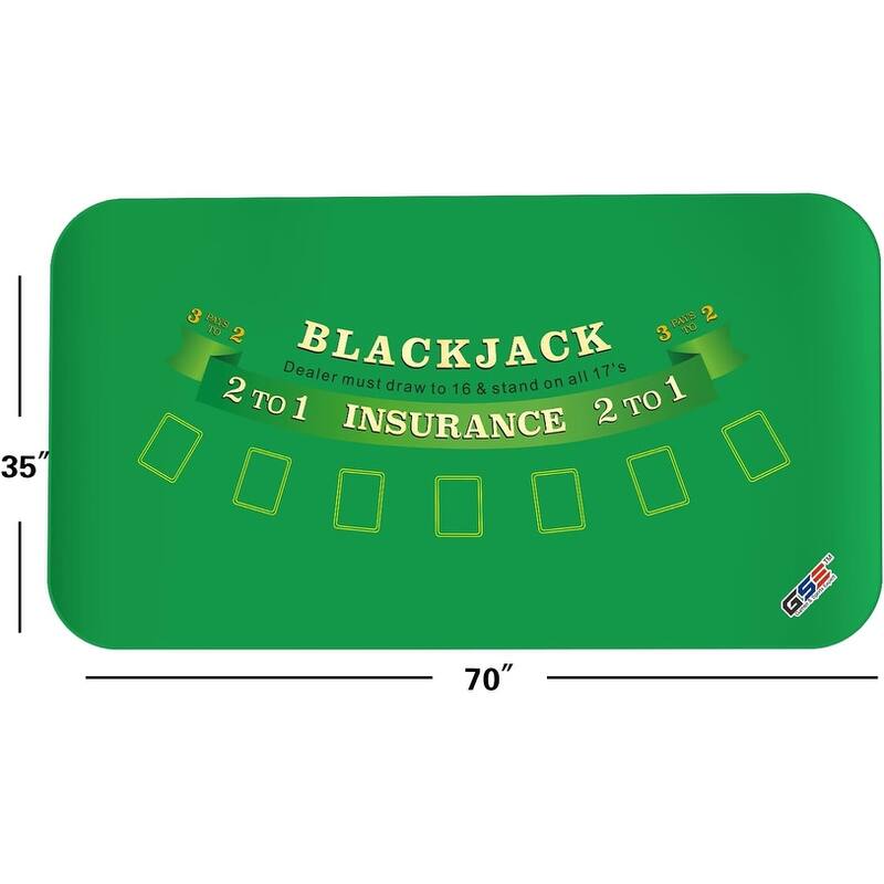 GSE™ 70"x35" Casino Blackjack Layout Mat with Carrying Bag, Non-Slip Rubber Blackjack Tabletop Cover