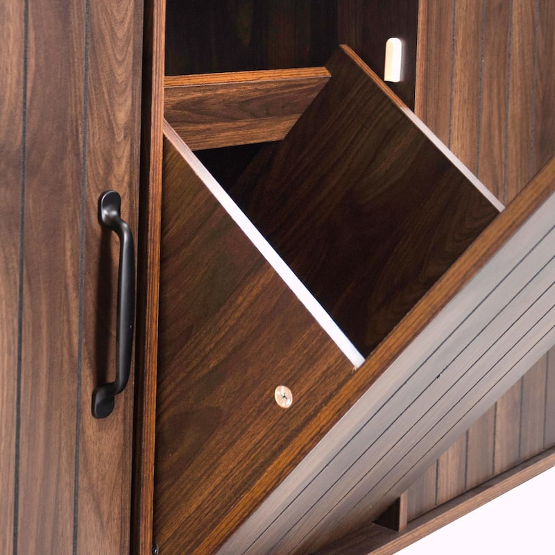 Kitchen Island with Trash Can Storage and Adjustable Shelf