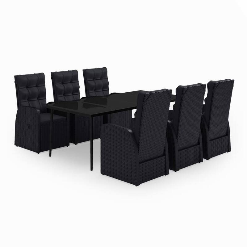 vidaXL Patio Dining Set Seat 3/5/7 Piece Black/Gray 31.5"/55.1" Table Length