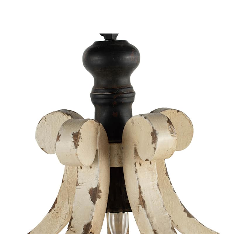 Distressed White Pendant French Country Wood Chandelier