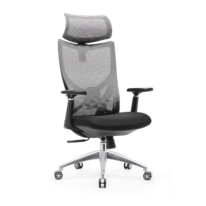 Porthos Home Benton Mesh Office Chair with Aluminium Roller Base - Grey