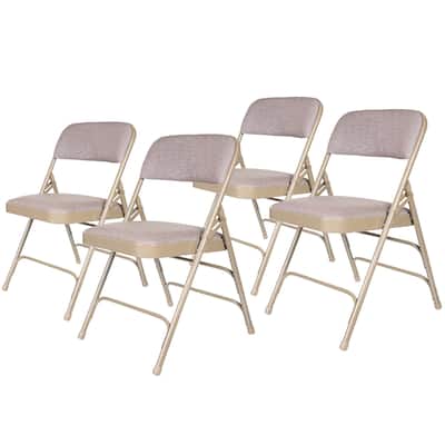 Hampden Furnishings Bernadine Collection Fabric Triple Brace Folding Chair, Pack of 4