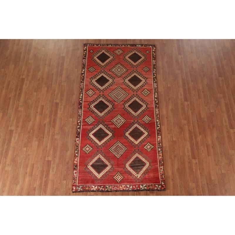 Hand Knotted Oriental 100% Wool Carpet Traditional Tribal Red Lori Runner Rug - 8' 10'' X 4' 5''