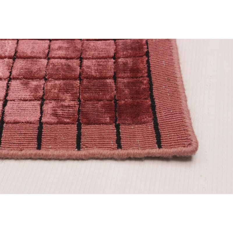 ECARPETGALLERY Hand Loomed Elysian Pink Viscose Rug - 6'9 x 9'6