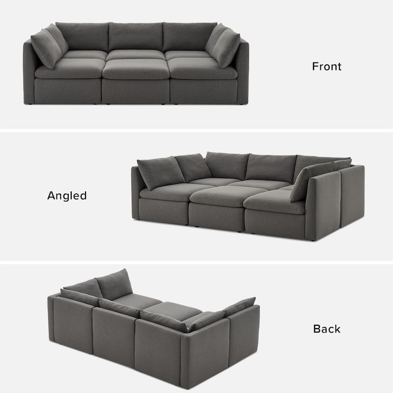 Mopio Macy Modular Sectional Sofa, Modern Couches with Ottoman Chaise Grey
