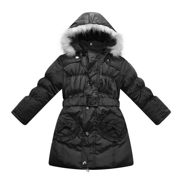 Shop Richie House Little Girls Black Padded Belt Faux Hood Winter