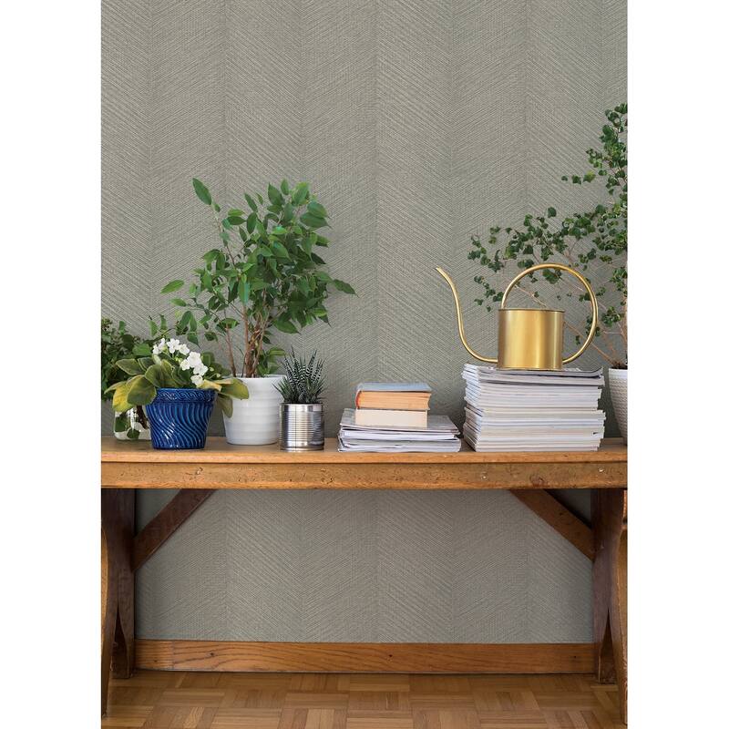 A-Street Prints Ione Grey Textured Chevron Wallpaper