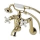 preview thumbnail 29 of 34, Kingston Brass Tub Wall Mount Clawfoot Tub Faucet with Hand Shower Polished Brass