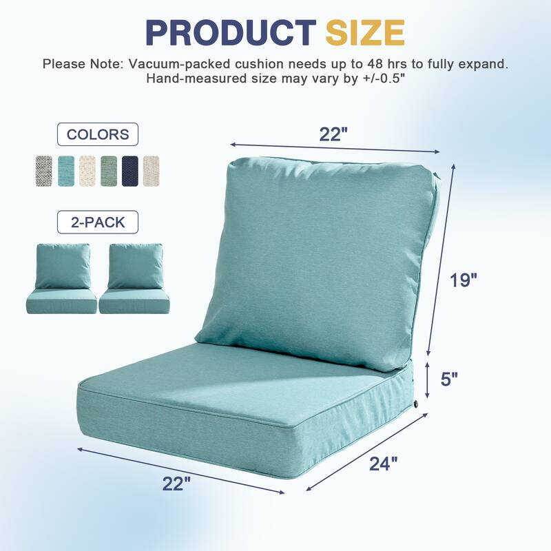 Aoodor Outdoor Seat/Back Cushion Set of 2