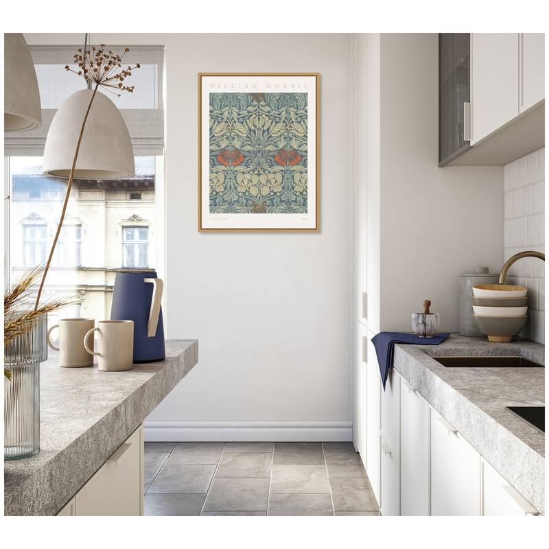 Kate and Laurel Sylvie Poster William Morris Tulip and Rose 1876 Framed Canvas by The Art Institute of Chicago