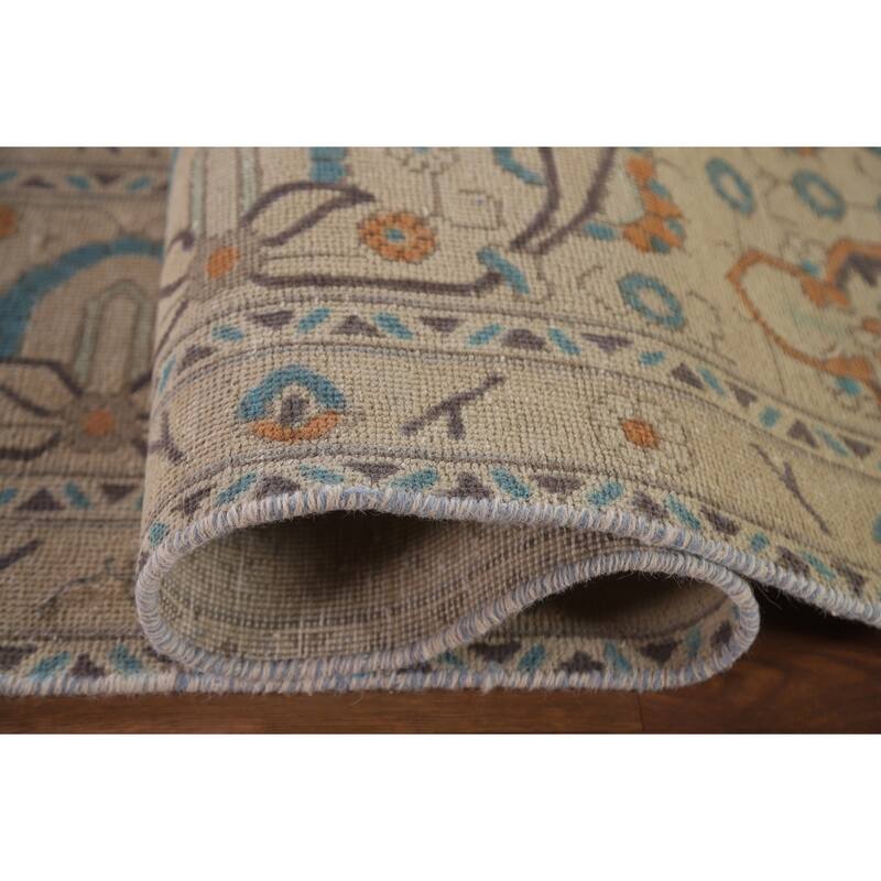 Hand Knotted Oriental 100% Wool Carpet Traditional Floral Beige & Ivories Tabriz Area Rug - 12' 7'' X 9' 5''