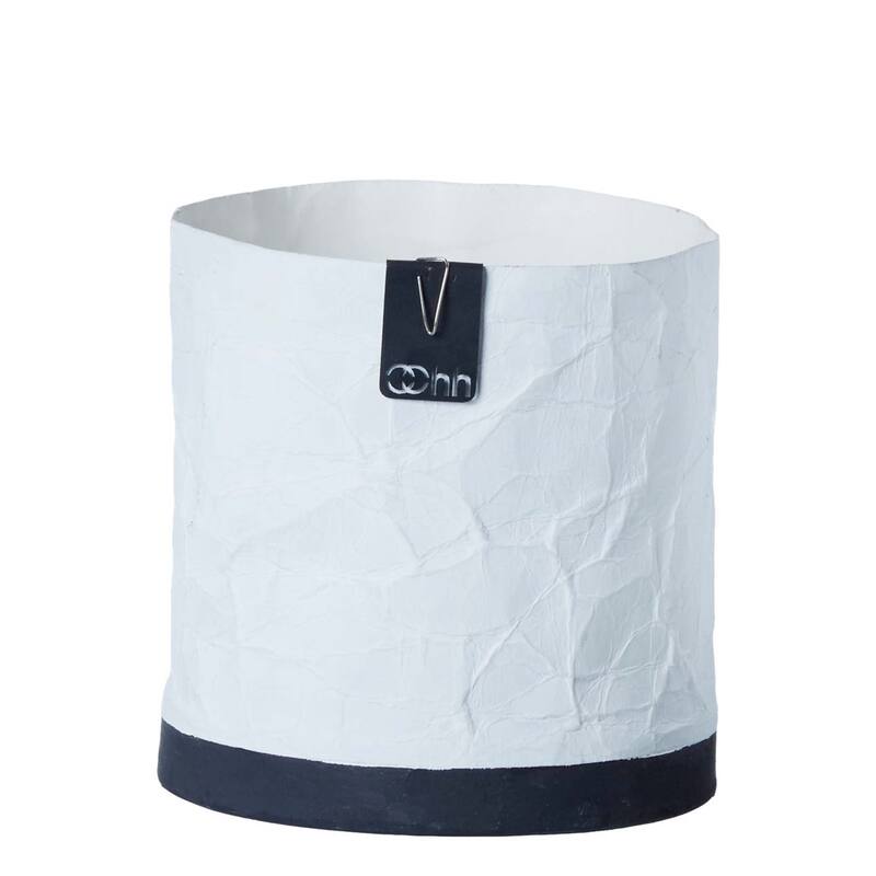 Med. Creased Paper Pot W/Cement Bottom White- A