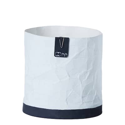 Med. Creased Paper Pot W/Cement Bottom White- A