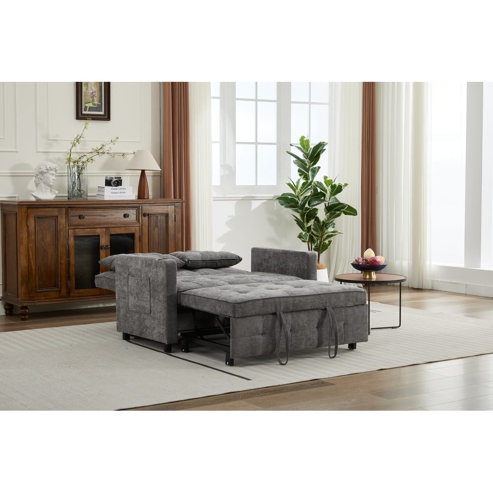 Pull-Out Sofa Bed Daybed, Lounge Chaise Loveseat with Adjustable Backrest, Convertible Sleeper Sofa with USB Charging