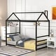 preview thumbnail 10 of 21, House Platform Twin Bed with Roof & Chimney