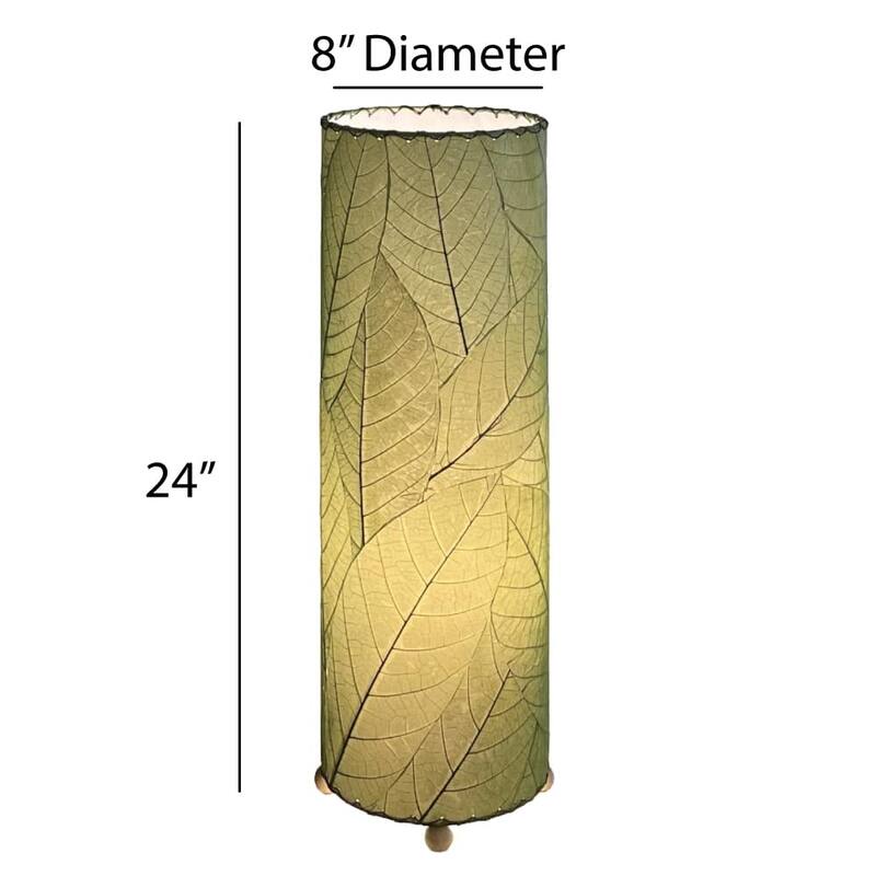 Handmade 24 Inch Cocoa Leaf Cylinder Table Lamp, Cocoa Leaves Shade, 8 x 8 x 24 in. - 8 x 8 x 24